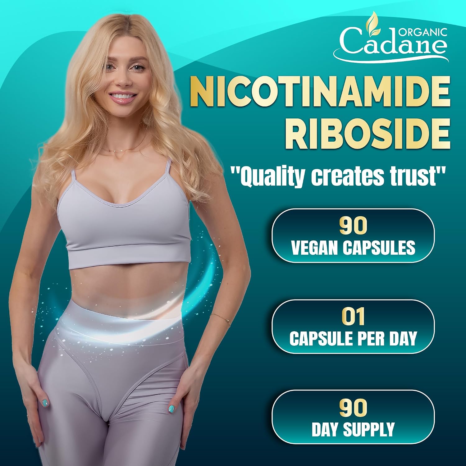 Organic Cadane Nicotinamida Ribósido 500mg | Apoyo Salud Celular | Vegano, No-GMO | 90 Cápsulas