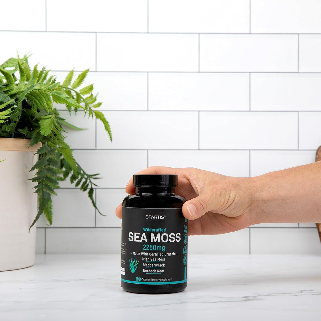 Cápsulas de Musgo Marino Orgánico 2250mg con Bardana y Fucus (180 Cápsulas)