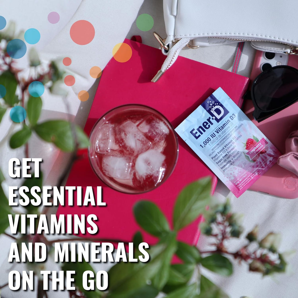 Ener-D Sugar Free Multivitamin Drink Mix - Sabor Frambuesa, 24 sobres