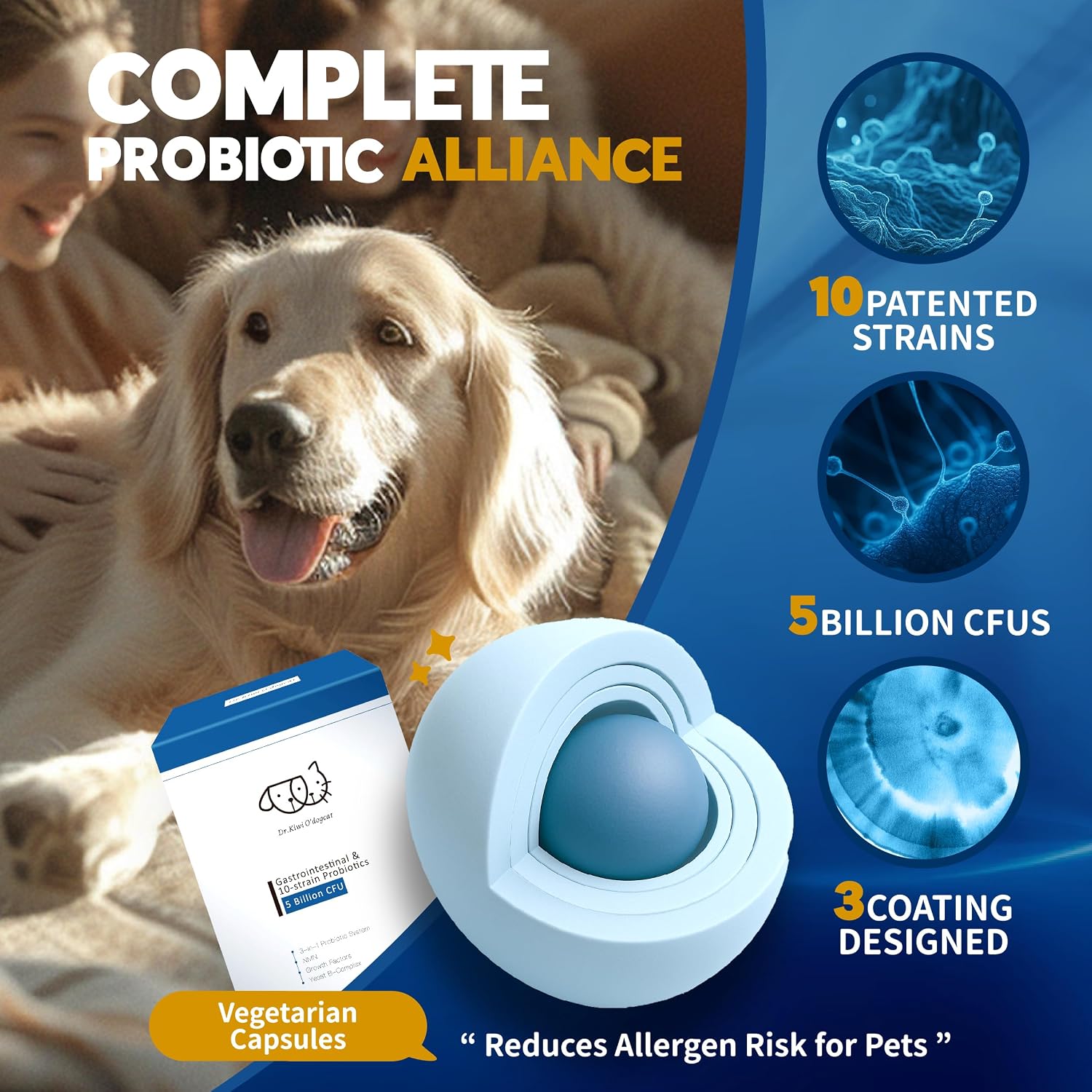Dr. Kiwi O'dogcat Probióticos para Perros - Salud Digestiva e Inmunitaria