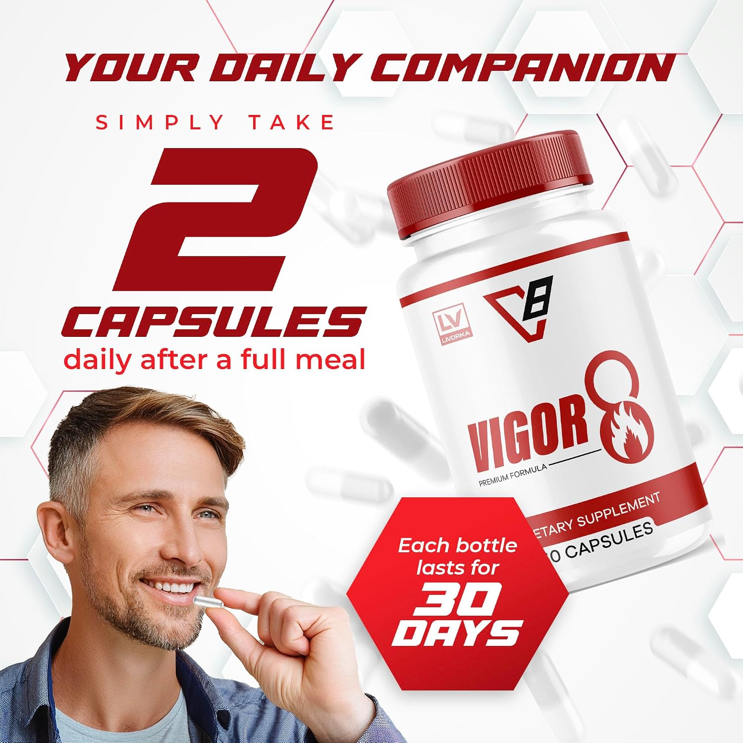 (5 Pack) Vigor 8 For Men, Vigor 8 Pills For Men, Vigor 8 Force For Men, Vigor8 Pills, Vigor 8 Pills, Vigor 8 Premium Formula, Vigor8 Male Pills, Vigor 8 Male Supplement, 300 Capsules for 5 Months