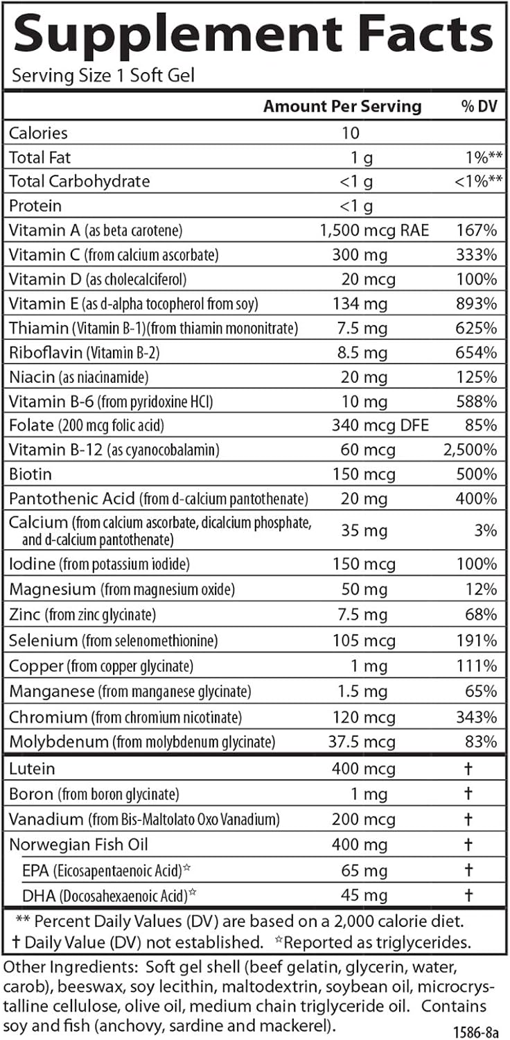 Carlson Multi + Omega-3 – Multivitamínico con Aceite de Pescado, 120 Cápsulas Blandas