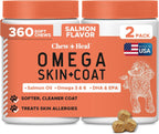 Chew + Heal Labs Aceite de Pescado Omega 3 para Perros - 360 Golosinas Blandas de Salmón