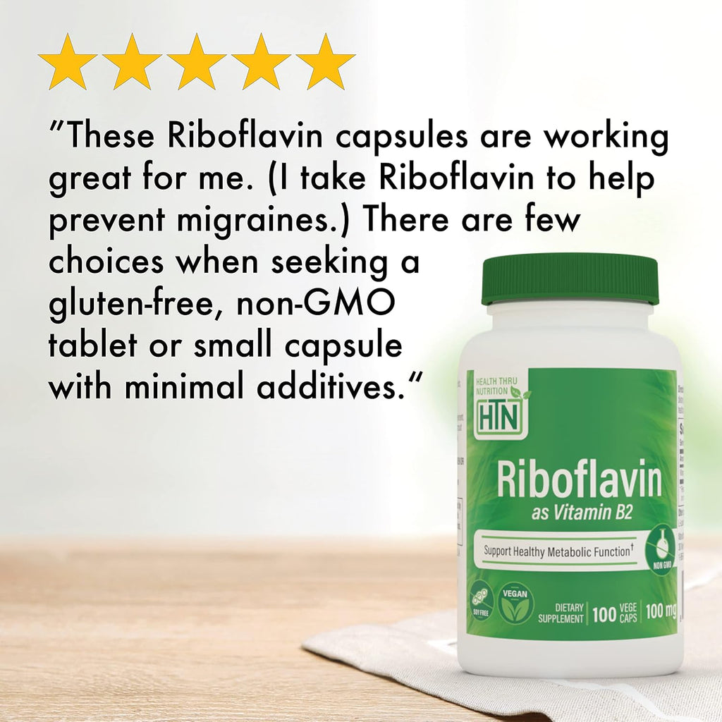 Health Thru Nutrition Riboflavina 100mg - Vitamina B2 100 Cápsulas Vegetales