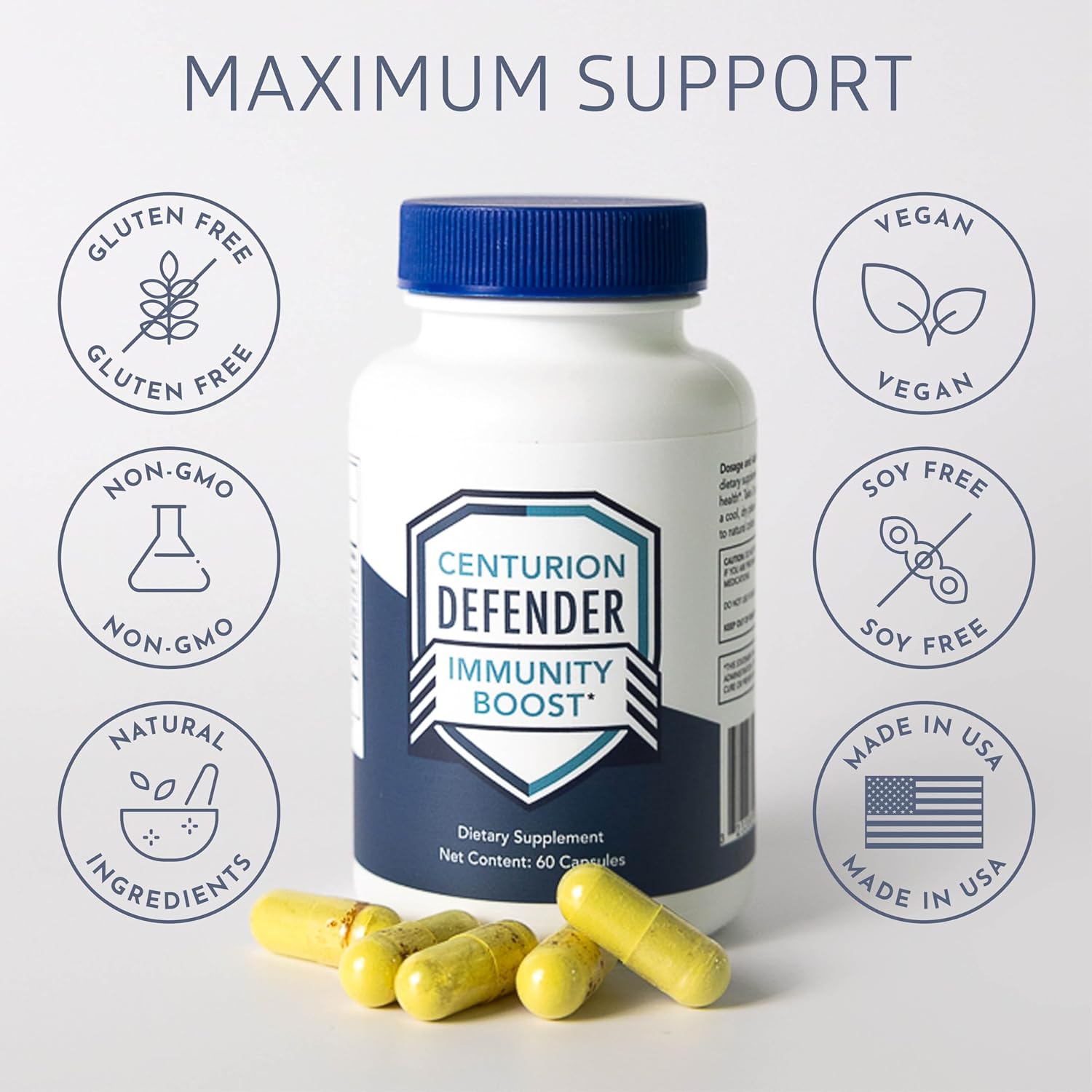 Defender Immunity Boost - 5-en-1 con Quercetina, Zinc, Vitamina D, Vitamina C y Cobre, 60 Cápsulas
