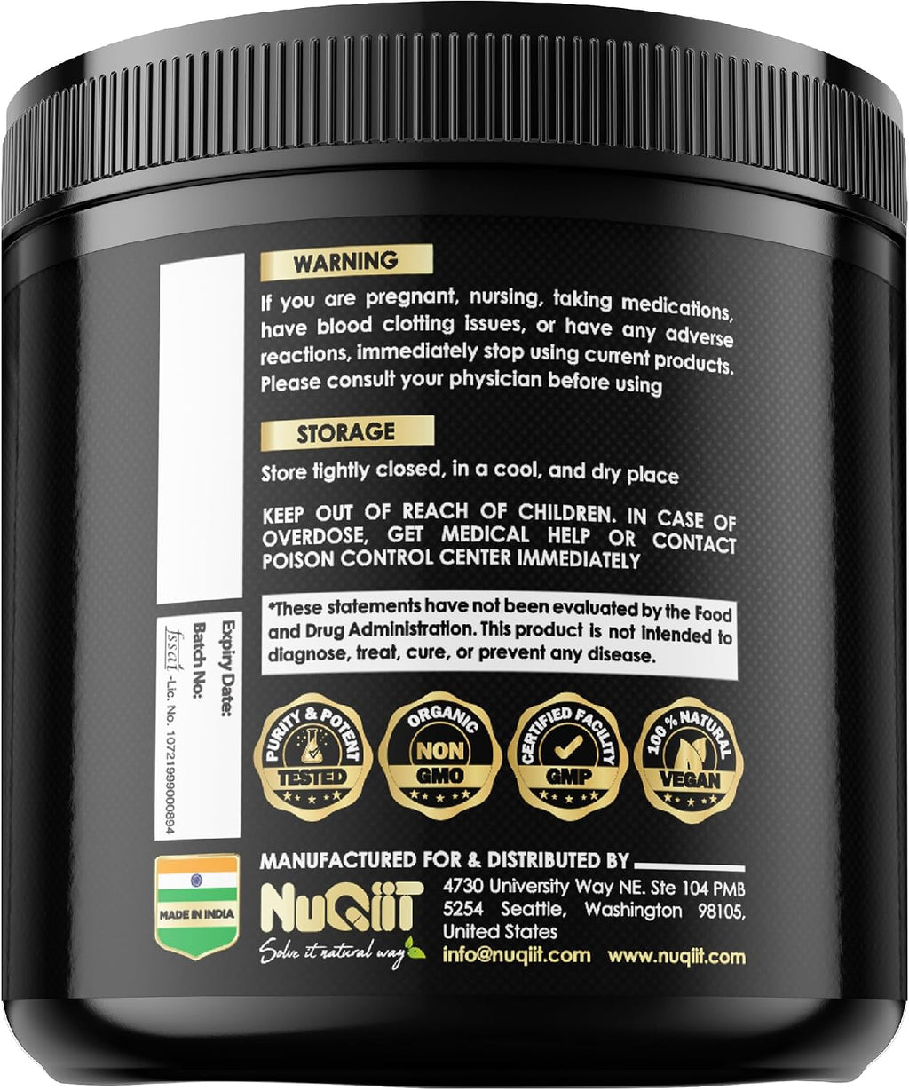 NUQIIT Cápsulas Orgánicas de Ashwagandha con Irish Sea Moss, Vinagre de Manzana y Más - 120 Cápsulas Veganas