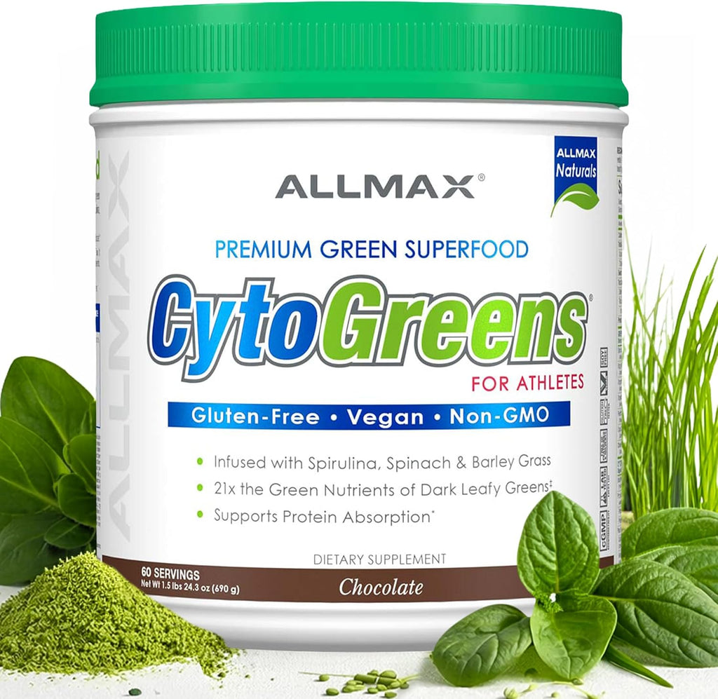 ALLMAX CytoGreens Super Greens en Polvo, Chocolate, 14 Servicios