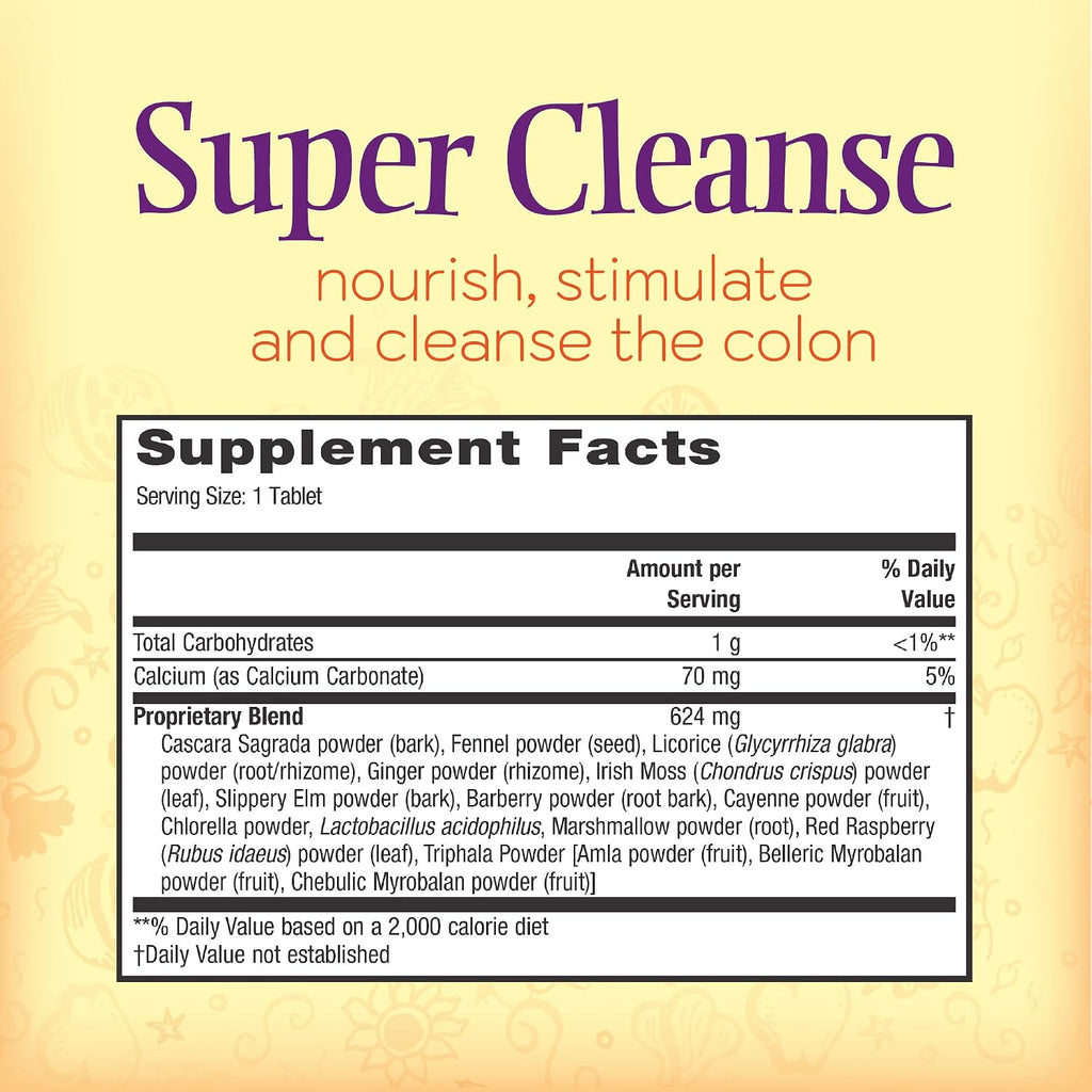 Nature's Secret Super Cleanse - Extra Strength Limpieza de Colon con 14 Hierbas y Probióticos - 200 Comprimidos