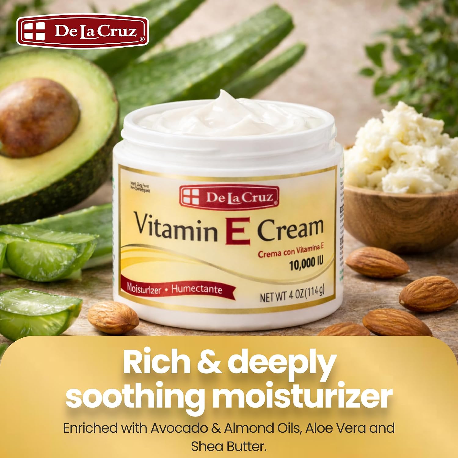 De La Cruz Crema de Vitamina E Hidratante para Rostro y Cuello - 113 g