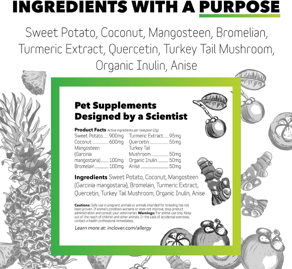 InClover Natural Dog and Cat Allergy Relief Supplement – Suplemento Herbal para Alergias