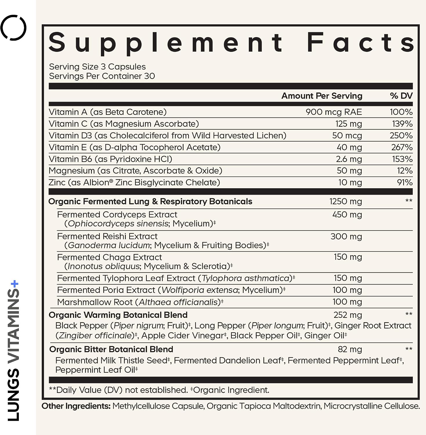 Codeage Lung Vitamins - Complejo de Vitaminas y Minerales con Hongos y Hierbas, 90 Cápsulas