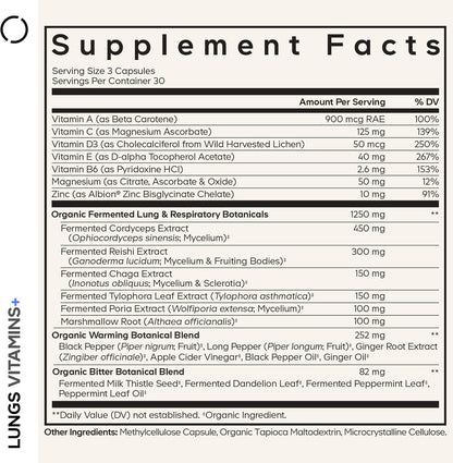 Codeage Lungs Vitamins – Complejo Pulmonar – Vitamina C y Zinc : ambos contribuyen al funcionamiento normal del – Image 2