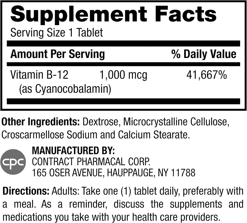 Earth's Splendor B12 1000 mcg - 400 Comprimidos - Suplemento de Vitamina B12