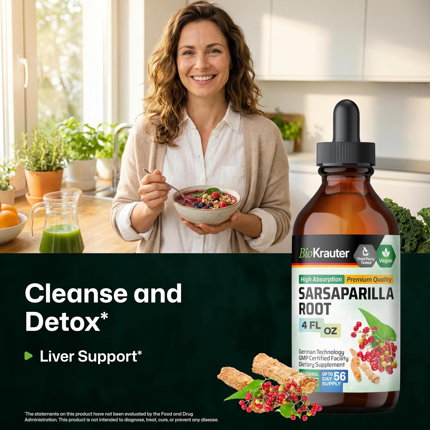 BIO KRAUTER® Extracto de Zarzaparrilla - Apoyo Hepático y Detox Natural 118 ml