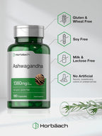 Horbäach Ashwagandha Root Supplement | 180 Cápsulas | para Hombres y Mujeres | Extracto Herbal | No-GMO, Sin Gluten