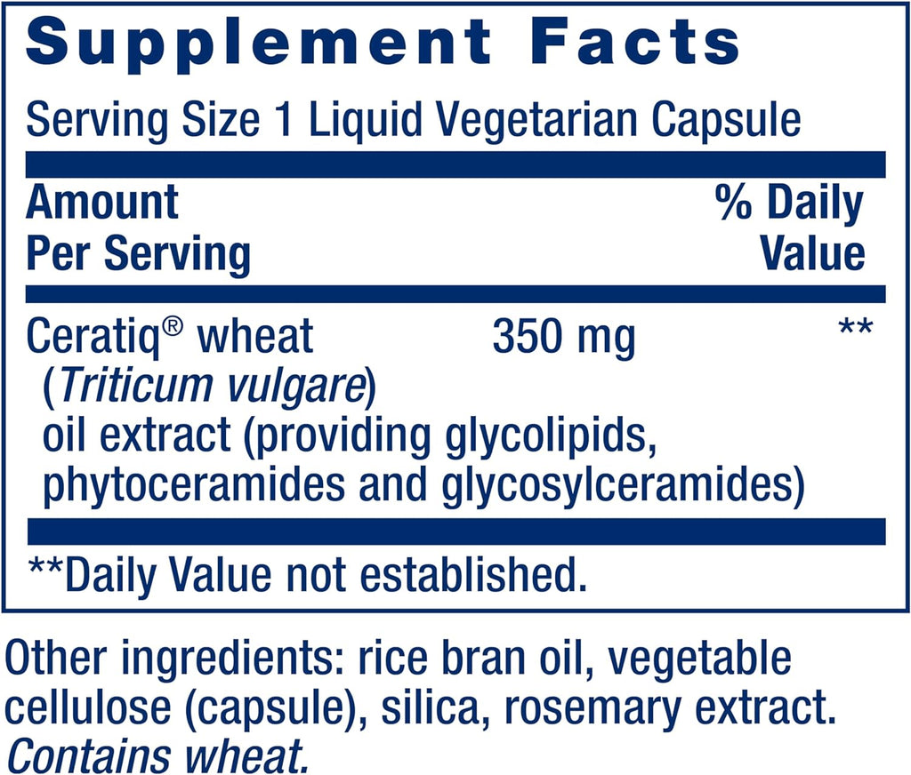 Life Extension Ceramidas Restauradoras de la Piel - Extracto de Aceite de Trigo - 30 Cápsulas Vegetarianas
