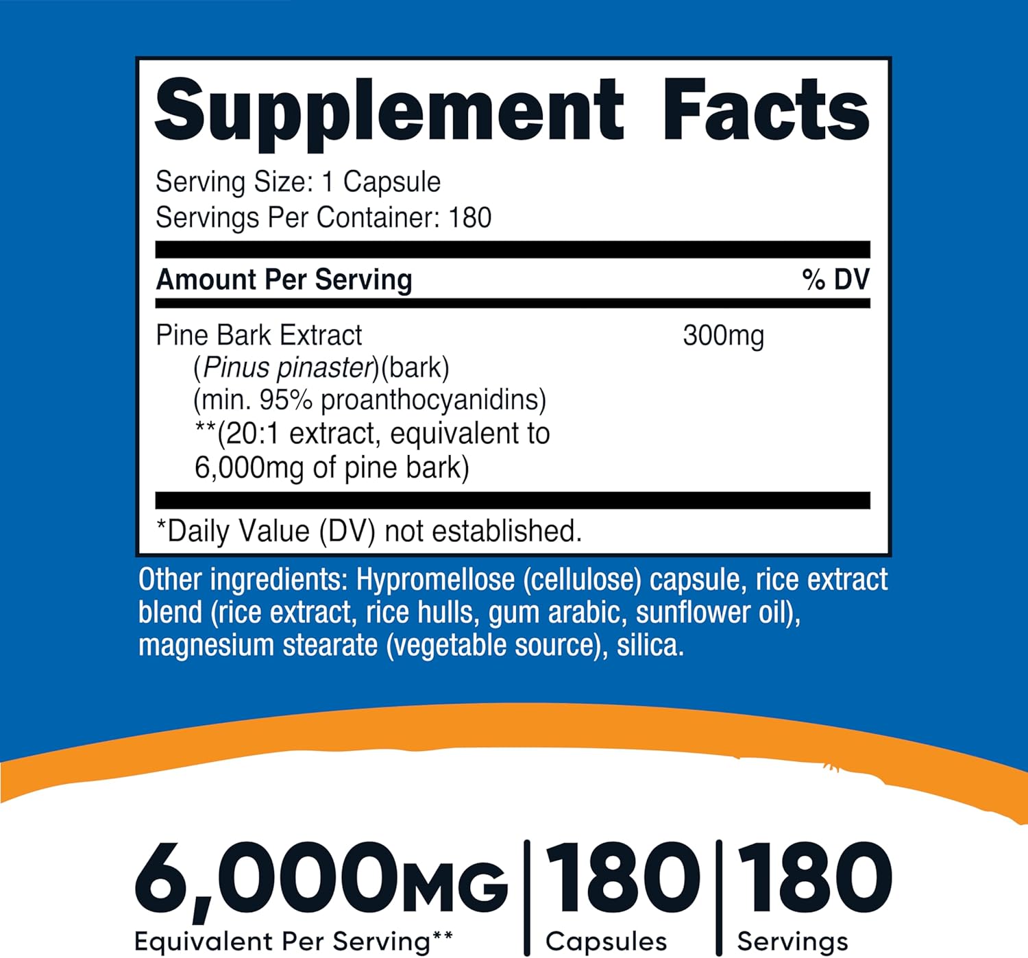 Nutricost Extracto de Corteza de Pino, 300mg, 180 Cápsulas