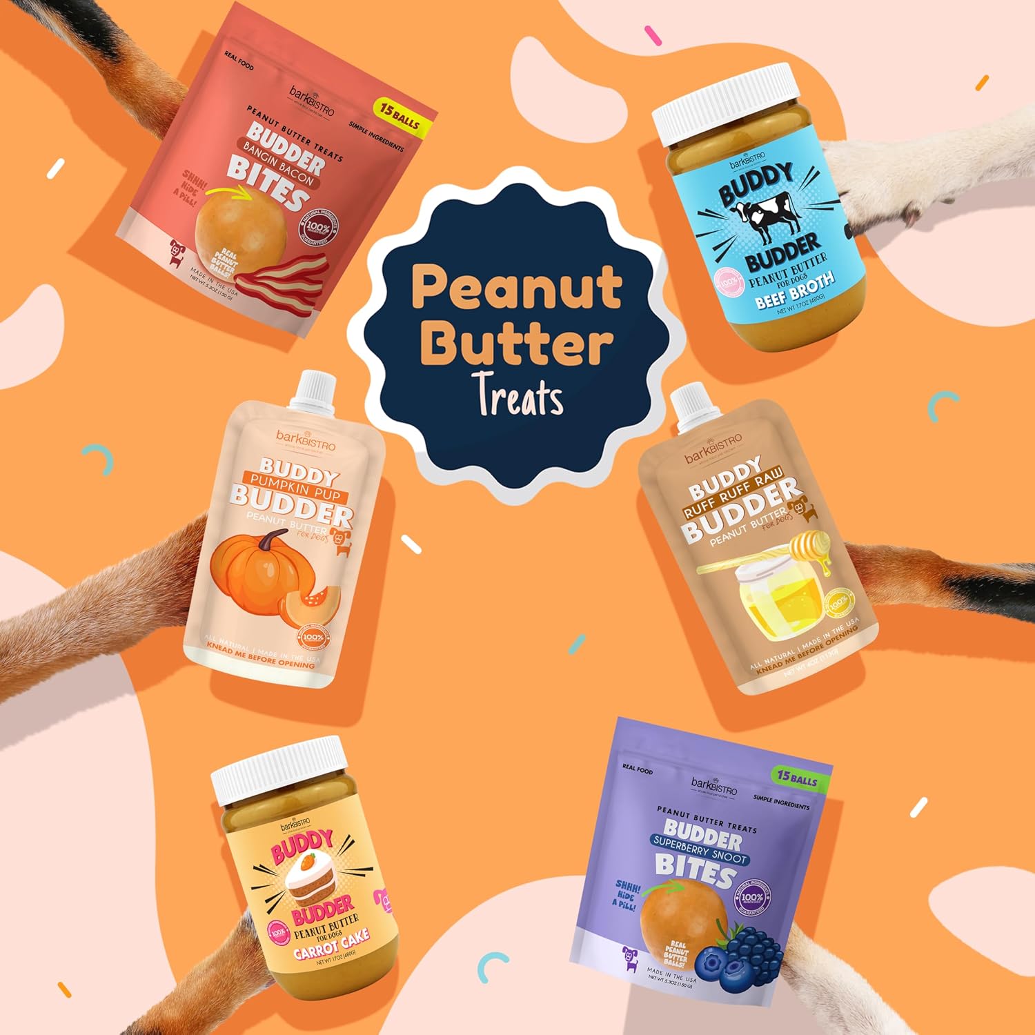 BUDDY BUDDER Bow-Wow Blueberry - Mantequilla de Cacahuete Natural con Probióticos y Prebióticos para Perros (482g)