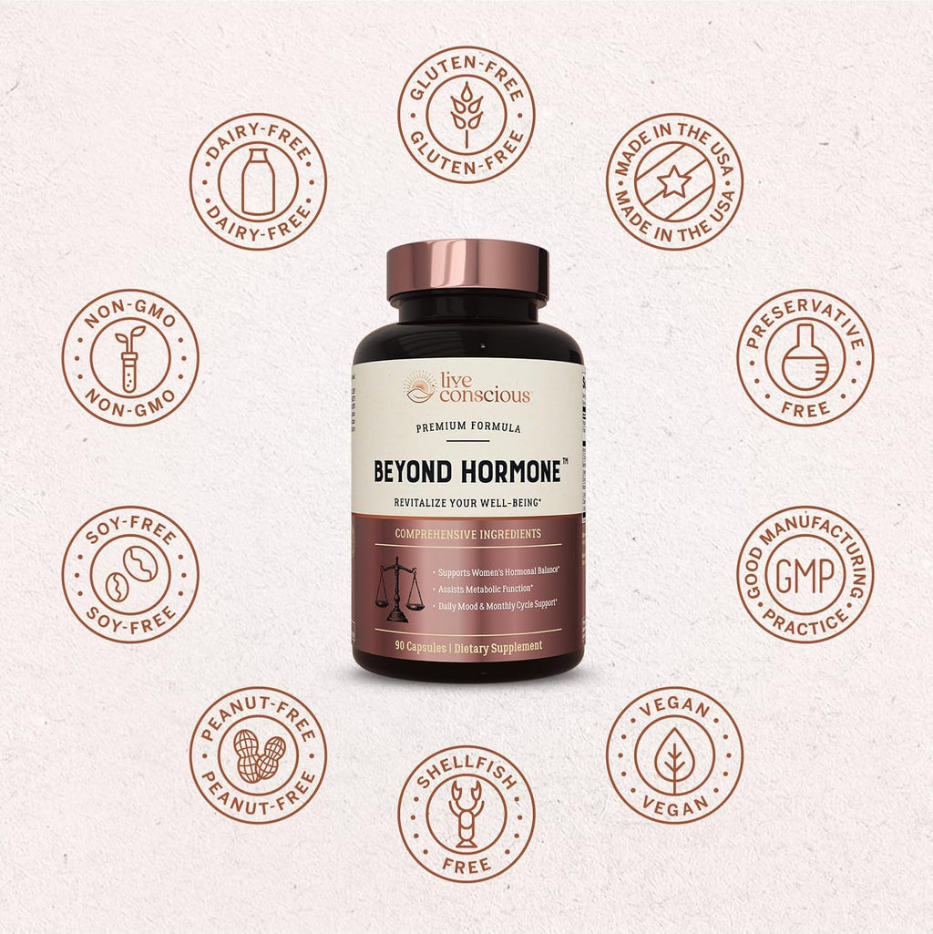 Live Conscious Beyond Hormone - Suplemento Diario para Menopausia y Síntomas Premenstruales