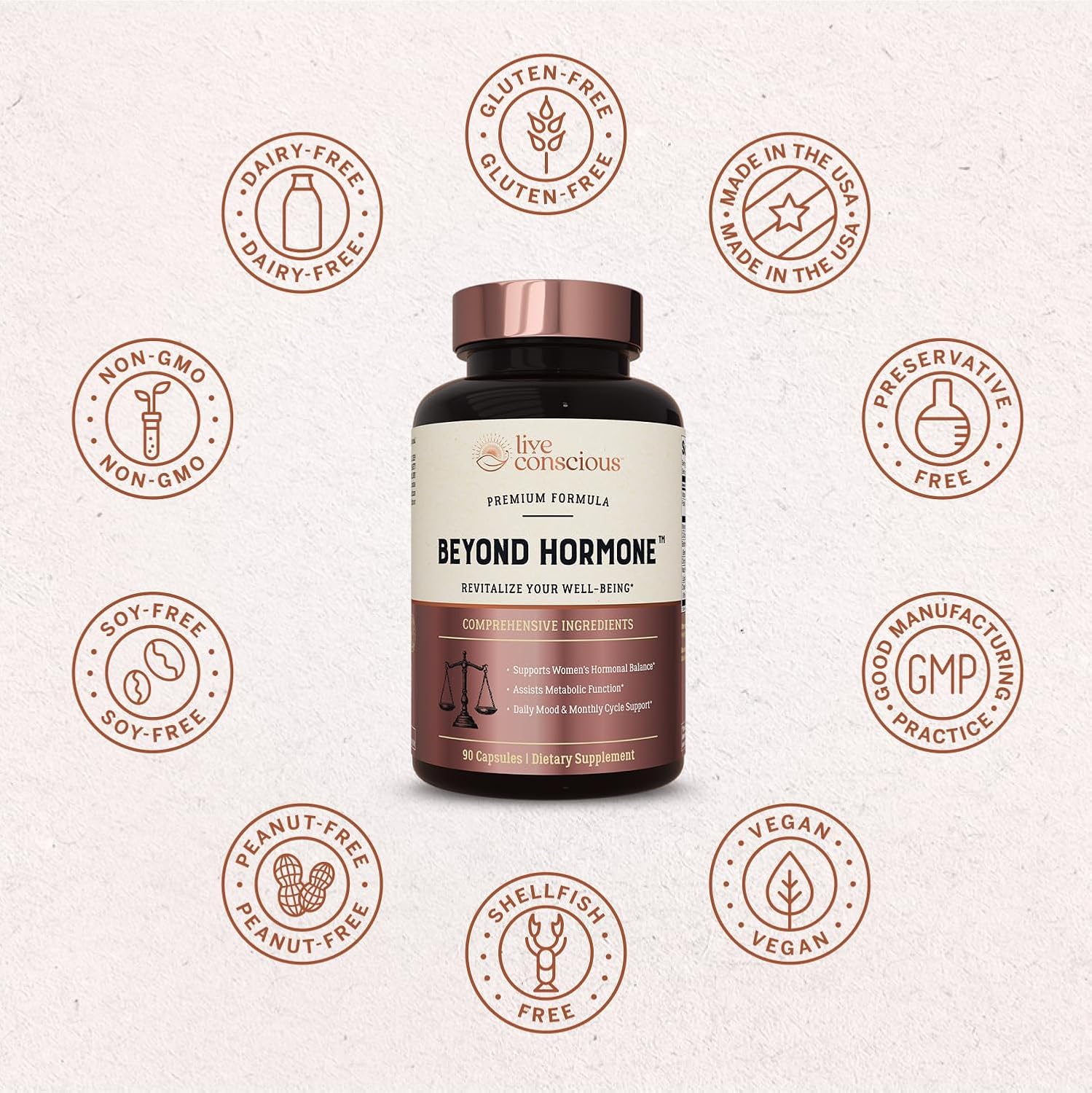 Live Conscious Beyond Hormone - Suplemento Diario para Menopausia y Síntomas Premenstruales