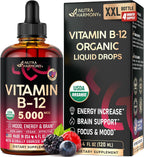 Spray Sublingual de Vitamina B12 Orgánico USDA - 5000 mcg - Metilcobalamina - 60 ml (2 Meses)