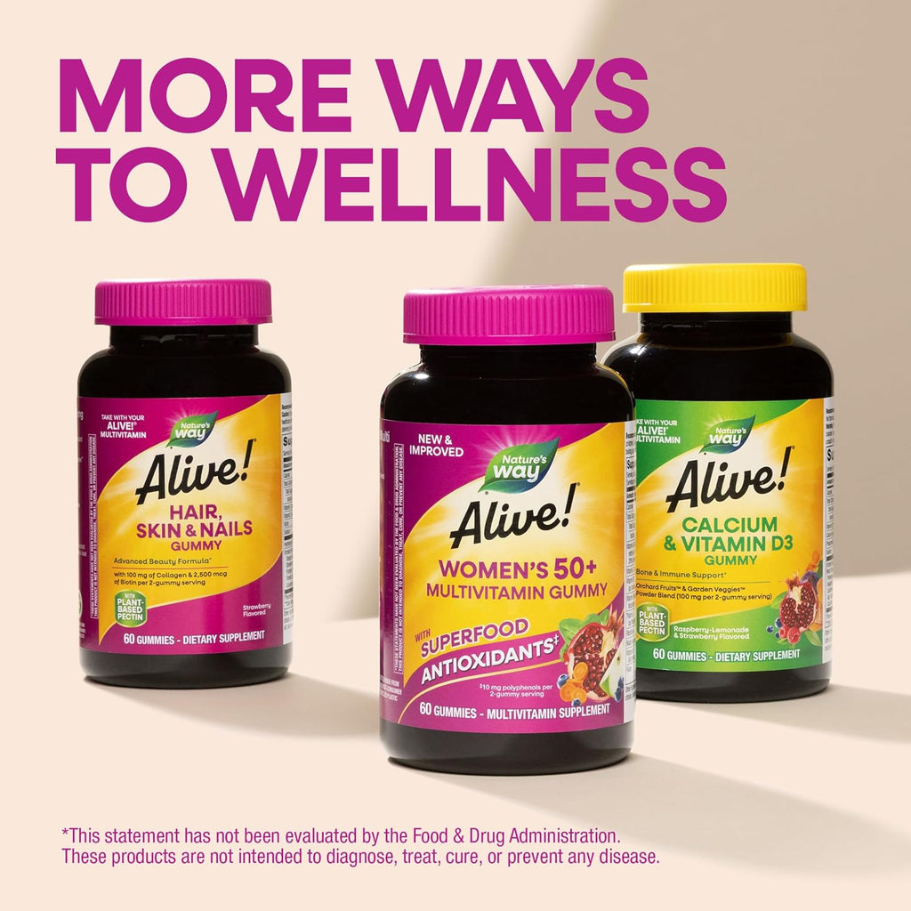 Nature's Way Alive! Multivitamínico Gummy para Mujeres 50+ - 150 Gominolas Sabor Bayas Mixtas