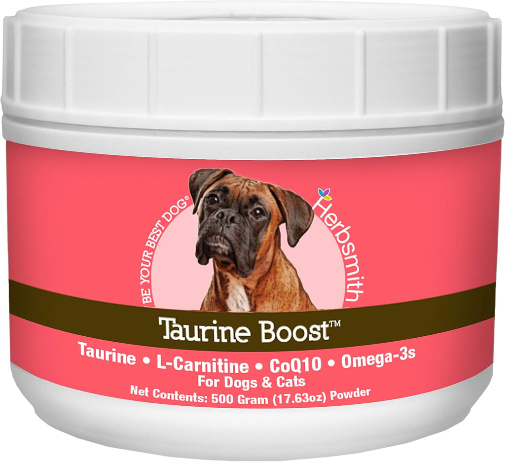 Herbsmith Taurine Boost - Suplemento de taurina para perros y gatos con CoQ10 y L-carnitina - 500 g