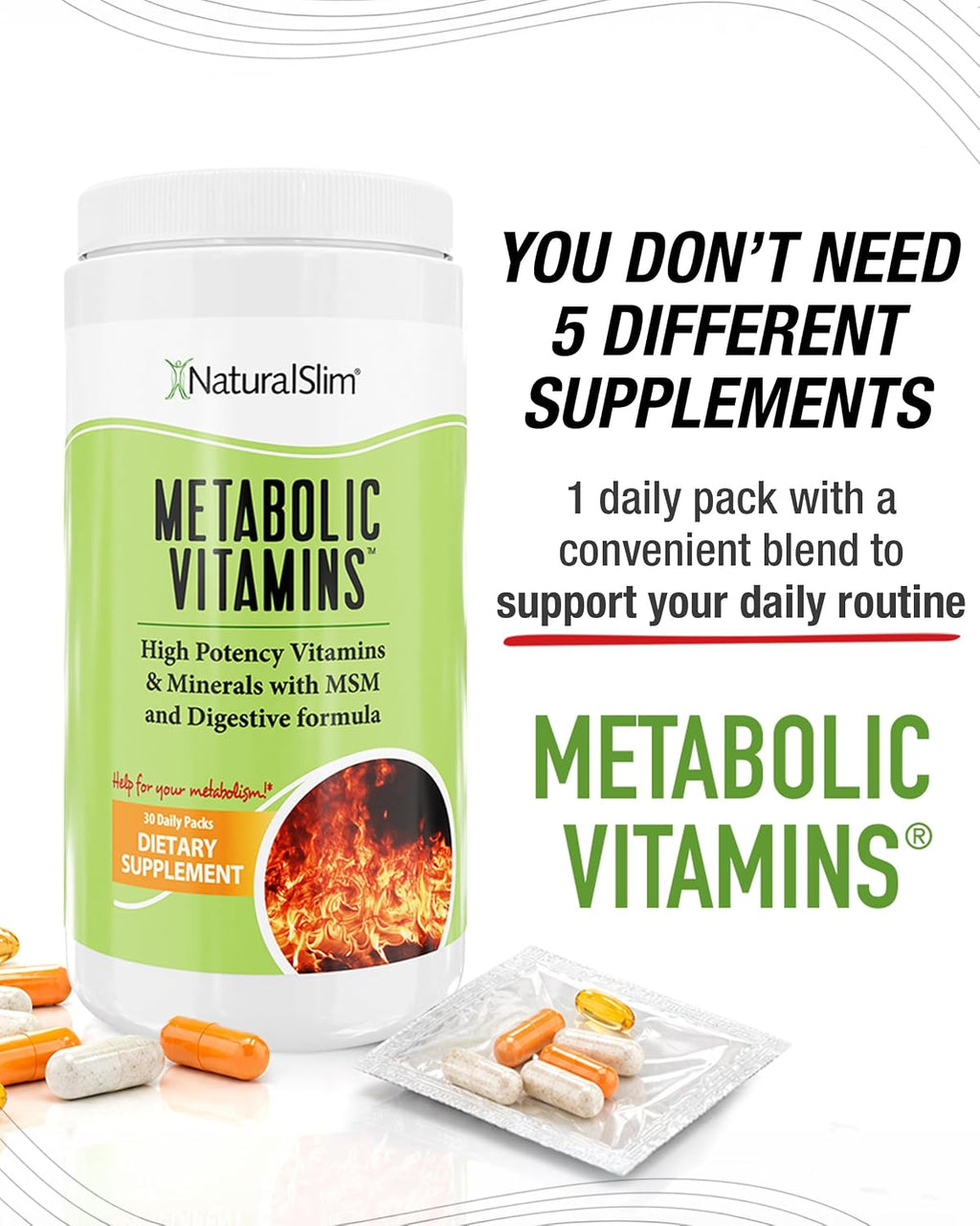 NaturalSlim Metabolic Vitamins - Multivitamínico Completo con Enzimas Digestivas (3 Paquetes)