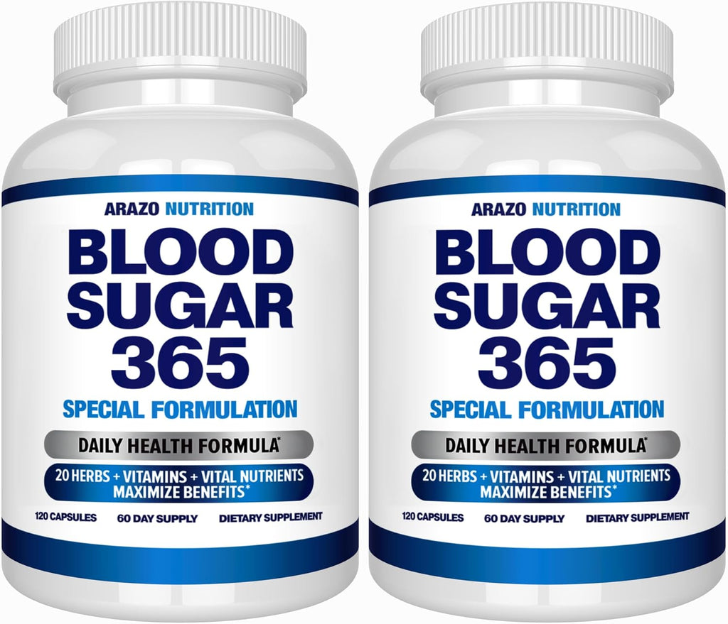 Arazo Nutrition Blood Sugar 365 – Energy Metabolism Support – 120 Vegan Capsules (60-Day Supply)