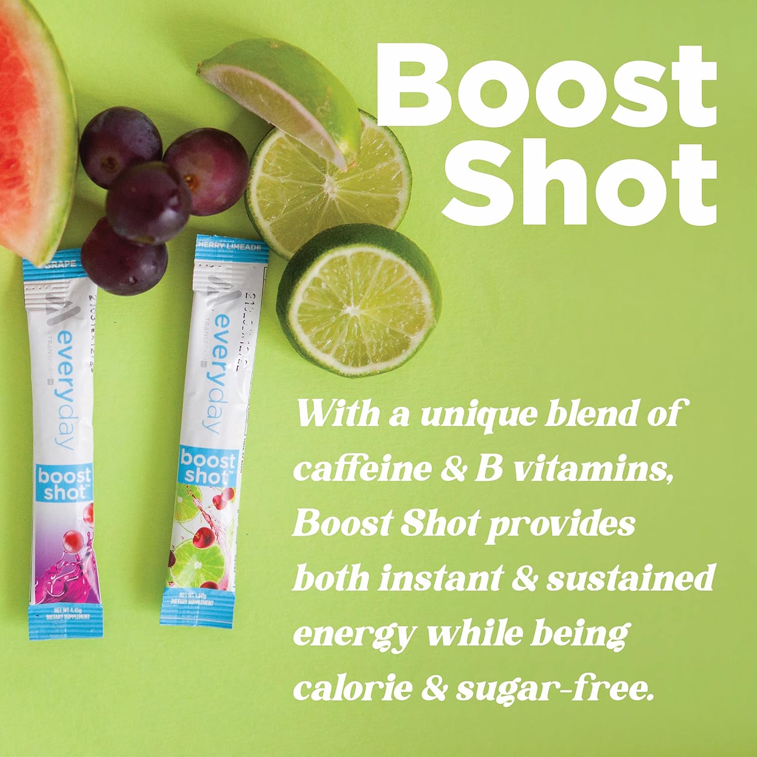 TransformHQ Boost Shot Powder Drink Stick Packets, Peach Mango, 7 Pack