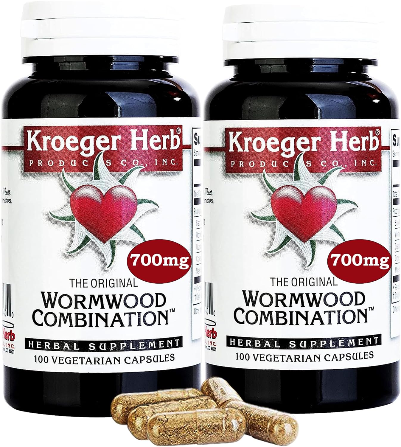 Kroeger Herb Combinación de Ajenjo Cápsulas Vegetarianas - Paquete de 2 (200 cápsulas)