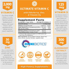 OmniBiotics Ultimate Vitamina C 2000 mg con Zinc, Saúco y D3 – 120 Comprimidos Veganos
