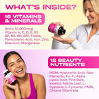 GOBIOTIX Vitaminas para Cabello, Piel y Uñas con Biotina 10.000 mcg, Ácido Hialurónico y MSM - 90 Cápsulas