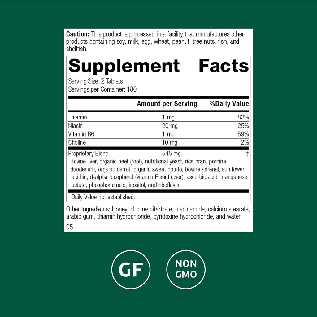 Standard Process Cataplex B-GF - B complex for nervous system and energy - 360 tablets
