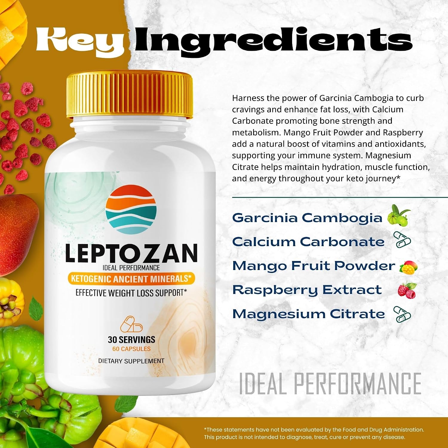 IDEAL PERFORMANCE Leptozan Capsules, Suplemento Oficial Leptozan, Mezcla Premium para Alcanzar tus Objetivos de Fitness y Salud General, Fórmula 100% Natural (60 Cápsulas)