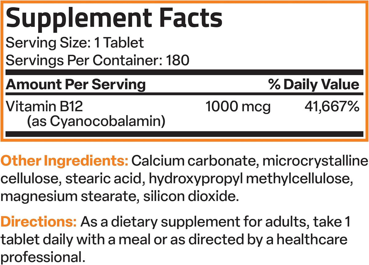 Bronson Vitamina B12 1000 mcg Liberación – Personas mayores: Con la edad, la absorción de B12 disminuye debido a – Image 8