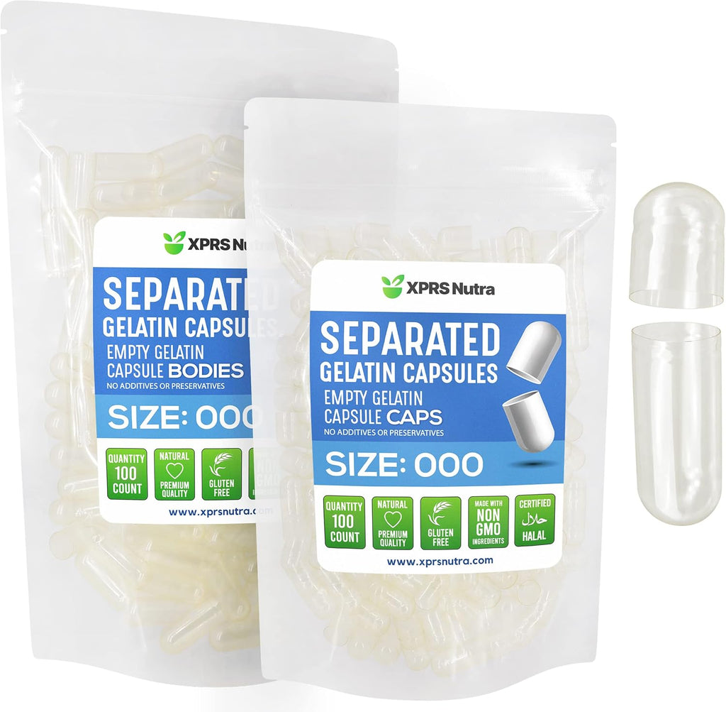 Cápsulas de Gelatina Vacías Tamaño 000 Separadas (500 uds.) - XPRS Nutra
