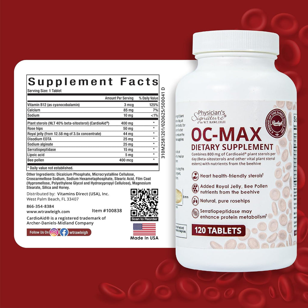 Rawleigh OC-MAX Salud Cardiaca – Esteroles Vegetales 800 mg + Antioxidantes | 120 Comprimidos