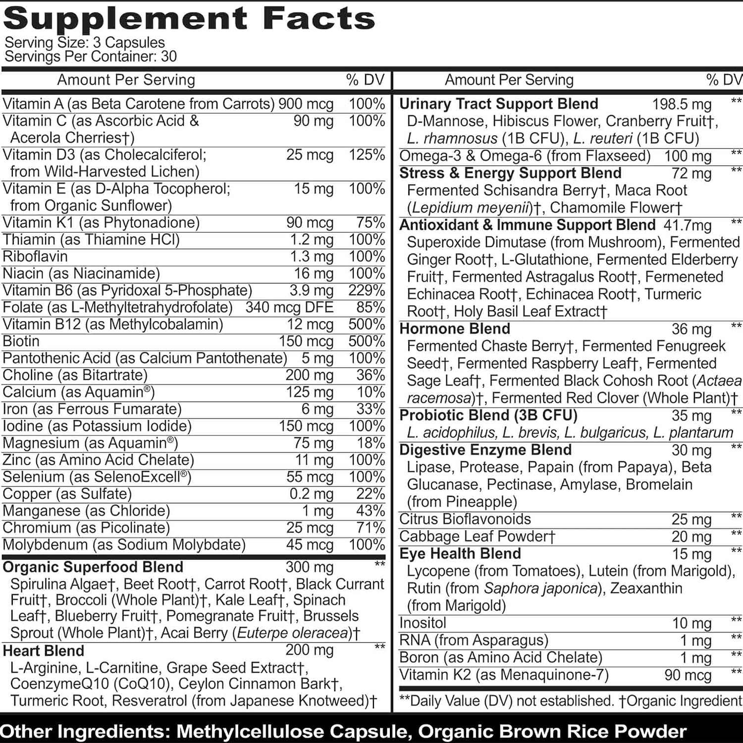 MoxyVites Multivitamínico Metilado para Mujeres con Hierro - 44 Nutrientes Fermentados de Alimentos Integrales - 90 Cápsulas Veganas