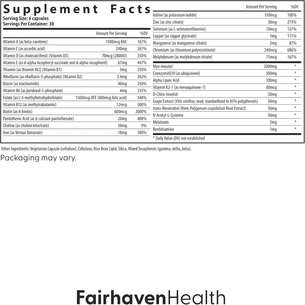 FH Pro para Mujeres - 180 Cápsulas - Suplemento de Fertilidad Femenina con Mioinositol, CoQ10 y Antioxidantes