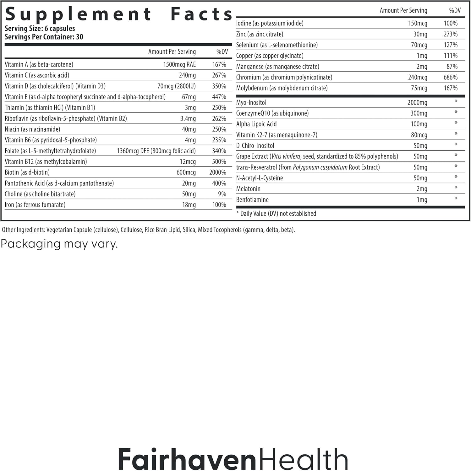 FH Pro para Mujeres - 180 Cápsulas - Suplemento de Fertilidad Femenina con Mioinositol, CoQ10 y Antioxidantes