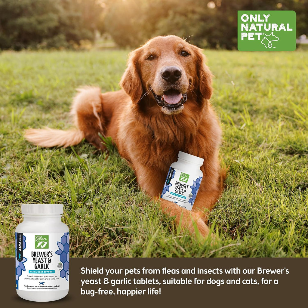 Only Natural Pet Levadura de Cerveza y Ajo Masticables para Perros - 300 Comprimidos