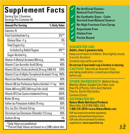 Nature Made Zero Sugar Multivitamin Gummies – Certificaciones: La verificación USP es un sello de calidad que – Image 7