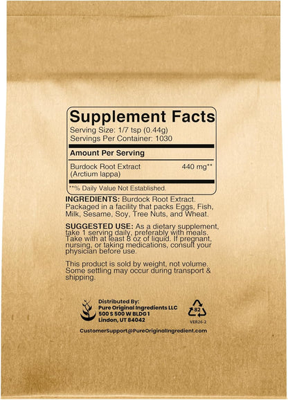 Pure Original Ingredients Extracto de Raíz de Bardana (454g) Verificado en Laboratorio, No-GMO – Image 2