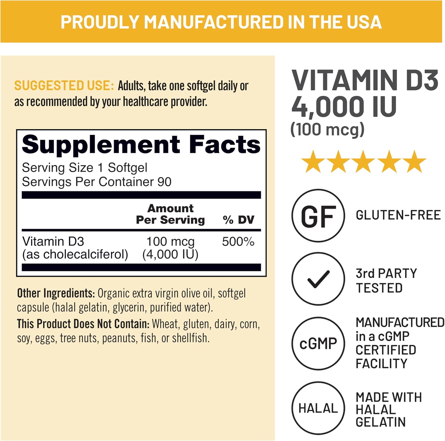 NatureWise Vitamina D3 4000 UI (100 mcg) - 90 Cápsulas Blandas - Apoyo Inmunitario, Función Muscular y Salud Ósea - Non-GMO, Sin Gluten, con Aceite de Oliva Virgen Extra Ecológico