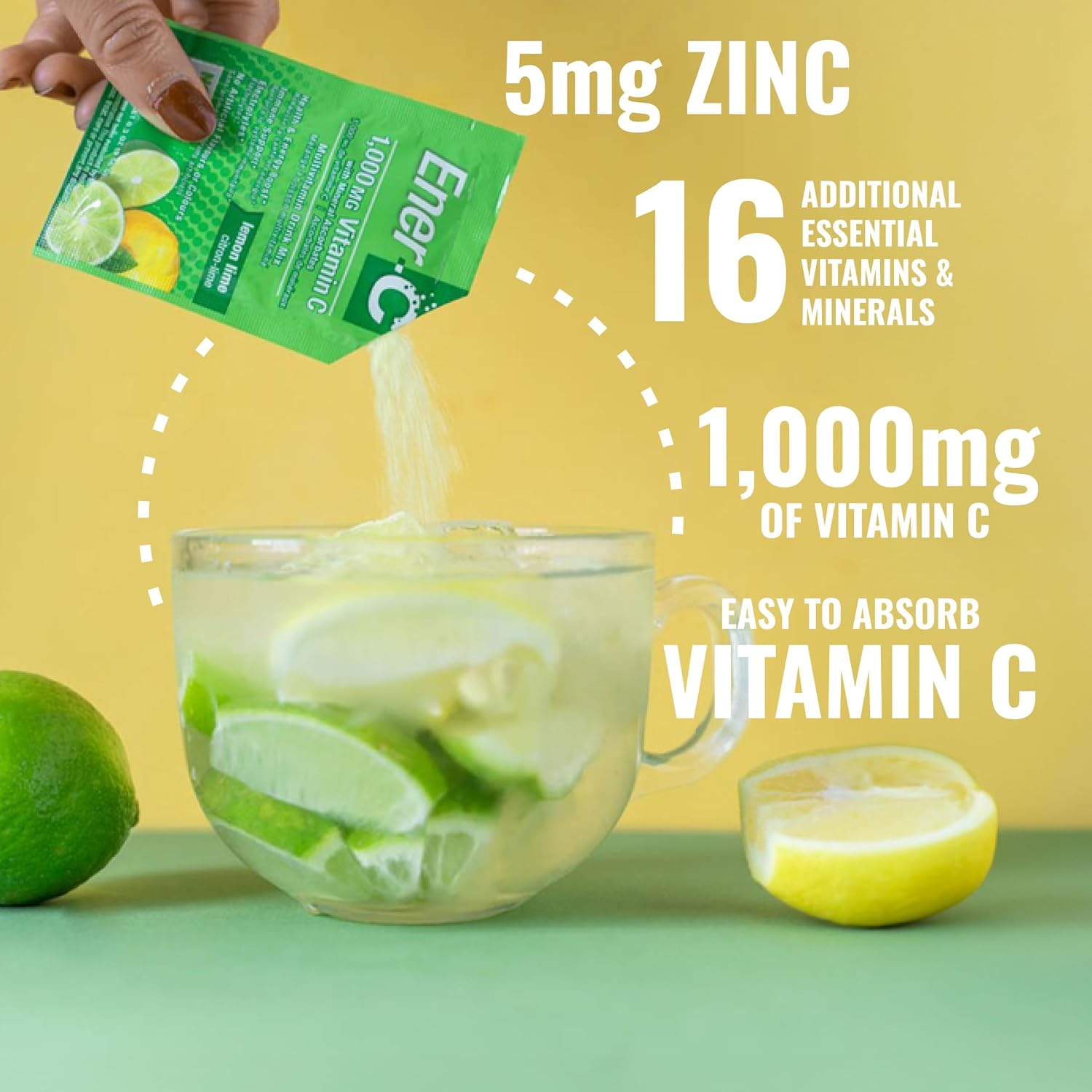 Ener-C Multivitamínico Bebida Mezcla con Electrolitos - Limón Lima, 60 sobres