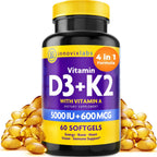 InnovixLabs Vitamina D3 K2 - 5000 UI + 600 mcg K2 MK4 y MK7, 60 Cápsulas Blandas