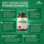 Zazzee Extracto de Granada Extra Fuerte 20:1, 40% Ácido Elágico, 120 Cápsulas Veganas
