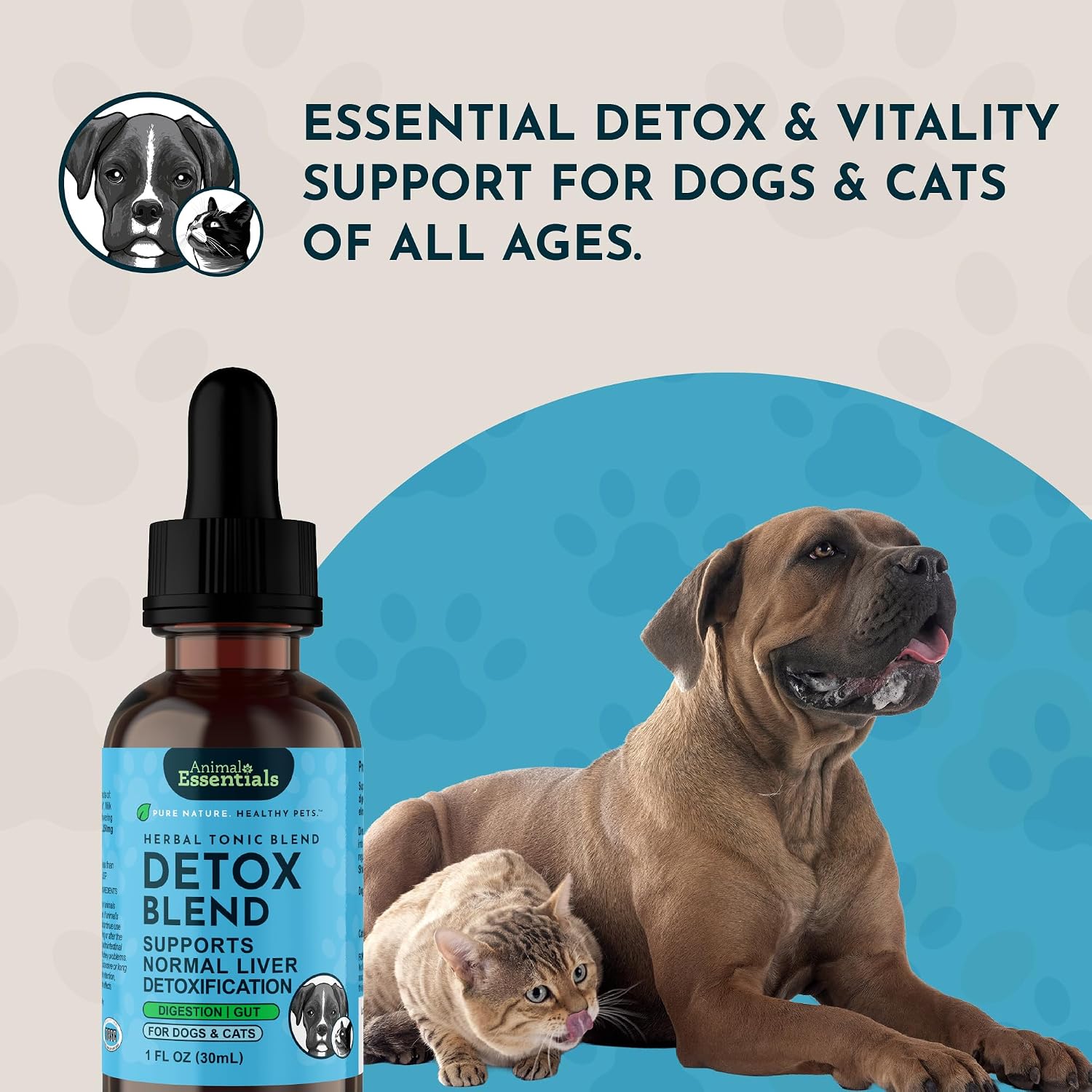 Detox Blend - Suplemento Hepático para Perros y Gatos, Fórmula Herbal Orgánica, Recomendado por Veterinarios, 1 oz