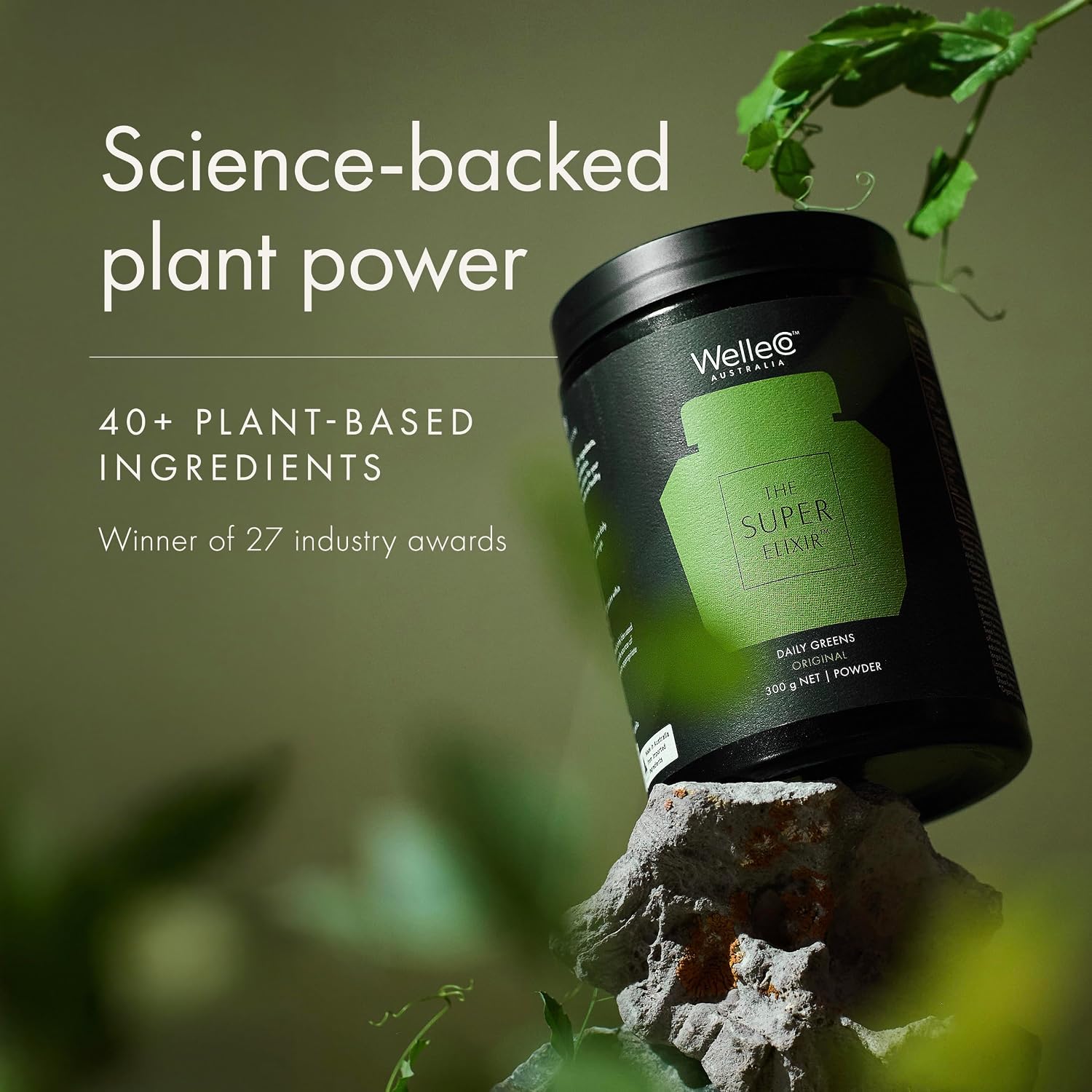WelleCo The Super Elixir Daily Greens Powder - Mezcla de Superalimentos con Probióticos (Piña y Lima)